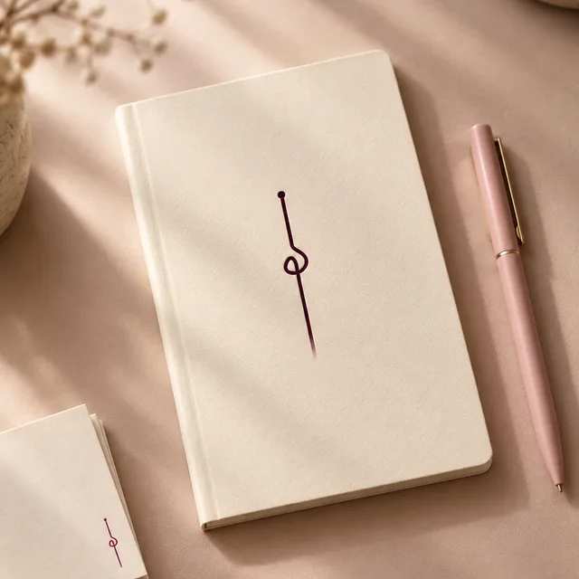 Libreta de Spun Studio con el símbolo del hilo conductor